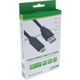 InLine USB 2.0 Kabel, Typ C Stecker an A Stecker 1m