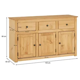 CARO-Möbel Sideboard 135 x 80 x 40 cm Braun