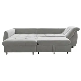 luma-home Ecksofa Schlafcouch L-Garnitur Bettkasten Ottomane links, Mikrofaser in Grau / 17002 - Grau