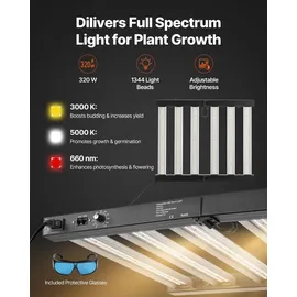 Vevor Growzelt-Set mit Vollspektrum-LED-Zuchtlicht 100 x 100 x 200 cm Schwarz