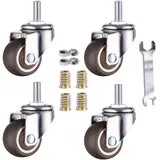 GEOCANG 4 Stück 25mm Lenkrollen Rollen für Möbel M6x15mm mit Gewinde Weichgummi TPE Gewinde Mini Möbelrollen Geeignet für Möbel,Blumenständer(25 mm - 4 Ohne Bremsen)