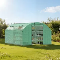Tolletour Gewächshaus, Tomatenhaus Mit Tür 4 Fenster, 300x400x200 Cm, Grün