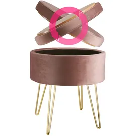 Tectake tectake® Sitzhocker mit Stauraum, rund, gepolstert, in Samtoptik