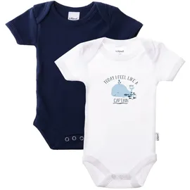 LILIPUT Body "Whale Captain", Mädchen, Gr. 50/56, EURO-Größen, blau (blau, weiß), 100% Baumwolle, bedruckt, kurz, Rundhals, Bodys Body, mit niedlichem Frontprint