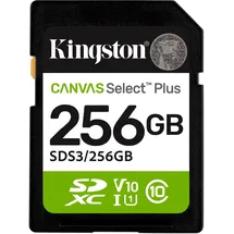 Kingston Canvas Select Plus 256 GB SDXC Speicherkarte Schwarz, Grün, Weiss