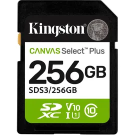 Kingston Canvas Select Plus 256 GB SDXC Speicherkarte Schwarz, Grün, Weiss