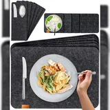 MIQIO 18 er Set Tischsets 6 Platzsets Bestecktaschen Glasuntersetzer,