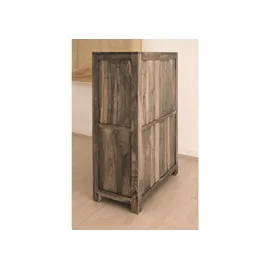 Massivmoebel24 Vitrine Sheesham 90 x 45 x 148 cm Grau