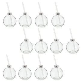 Novaliv 12x Tassen Glühwein 400 ml Personalisierte Weihnachtstasse mit Trinkhalm - Weihnachtskugel als Glühweinbecher - Christbaumkugel Motiv Tasse Tannenbaum Kugel Weihnachtstassen Handwärmer Mugs