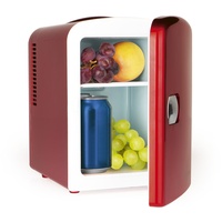 GOURMETmaxx Mini-Kühlschrank im Retro Design | Ideal für Lebensmittel, Getränke, Dosen und Beauty-Artikel | Minibar mit 4 Liter Volumen | Variable Stromversorgung [Rot]