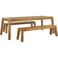 Beliani Gartenmöbel Set Hellbraun Akazienholz rechteckiger Tisch 210x90 cm