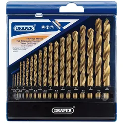 Draper Doos van 19 HSS boren titanium 1 tot 10mm