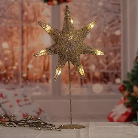 Harms Import LED Weihnachts Tisch Steh Leuchte Advents Stern Lampe silber gold Deko Beleuchtung