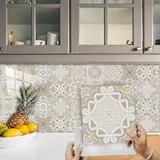Fliesenaufkleber Beige Braun Marokko Klebefliesen Wasserdicht Fliesenaufkleber Küche Fliesenaufkleber Bad Dekorieren Küchenrückwand Selbstklebend Fliesenfolie 10 Stück/10x10cm