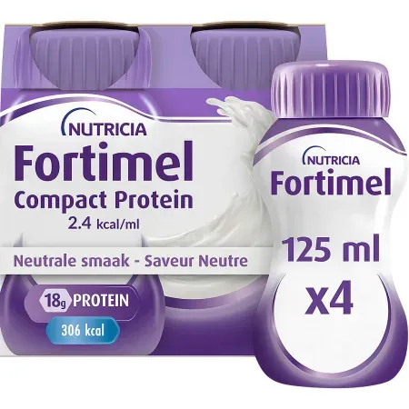 Fortimel Compact Protein 2,4kcal Neutraler Geschmack Flaschen 4x125ml