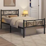 Yaheetech Bettrahmen, 90x200 cm Bett mit Lattenrost, Einzelbett aus Metall