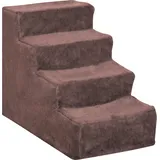 PawHut 4-stufige Hundetreppe, 60x35x44 cm, für Hunde und Katzen bis 10 kg, mit abnehmbarem, waschbarem Samtbezug, Braun   Aosom