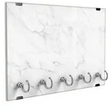 DEQORI Schlüsselbrett 'Marmorplatte im Detail', (1 St), Schlüsselhalter Schlüssel Haken Schlüsselboard modern Schlüsselleiste weiß