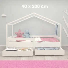 roba Hausbett 90 x 200 cm Holz massiv weiß