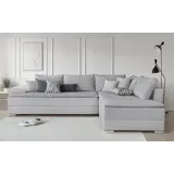 INOSIGN Ecksofa INOSIGN "Night & Day L-Form, B: 324 cm", grau (hellgrau), B:324cm H:95cm T:218cm, Struktur ( 100% Polyester);Luxus-Microfaser (100% Polyester), Sofas, Ecksofa, mit Bettfunktion, Bettkasten & 3 Zierkissen, Boxspringbett 180x200 cm, Topseller