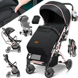 Kidiz KIDIZ® Kinderwagen Kinderbuggy klappbar Liegebuggy Sportwagen Faltbar 360° Räder 5-Punkt Gurt Inkl. Fußsack, Getränkehalter, Regenabdeckung & Moskitonetz verstellbare Rückenlehne &