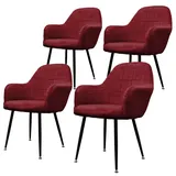 ECD Germany 4er Esszimmerstühle Wohnzimmerstühle Stuhl aus Samt Küchenstuhl Set Bordeaux,