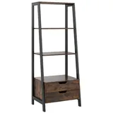 COSTWAY Bücherregal, Holz, Leiterregal stehend, mit Regalen & Schubladen braun