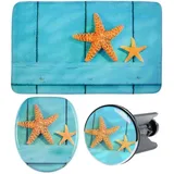 Sanilo Badaccessoire-Set 3-teilig Sea Star, WC-Sitz mit Absenkautomatik, Badteppich 70 x 110 cm, Waschbeckenstöpsel, 3 tlg., hochwertig & modern, universell, leichte Montage orange