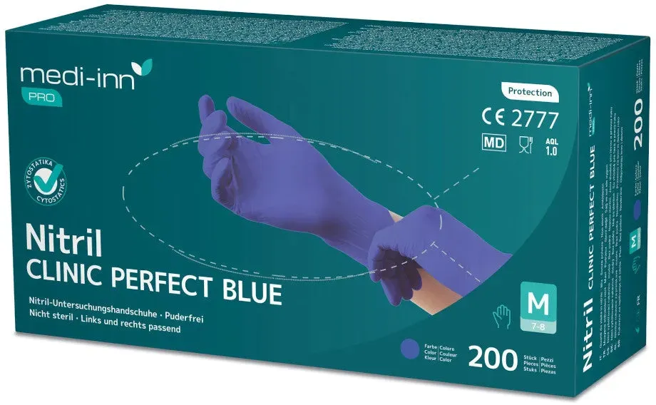 Medi-Inn PRO Clinic Perfect Blue Nitril-Einmalhandschuhe, blau, puderfrei XL / 200 Stück