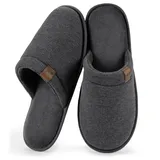 RockDove Herren LiteStep Waffelstrick Indoor Hausschuhe Leichtgewicht Memory Foam Scuff mit rutschfester Sohle, 40/41 EU, Dunkegrau - 40/41 EU
