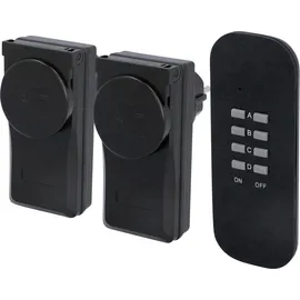 Unitec Funkfernschalter-Set Outdoor 2 Steckdosen + 1 Fernbedienung, schwarz