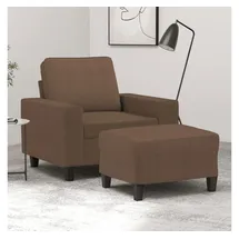 vidaXL Sessel mit Hocker Stoff 50,6 x 80 x 63,2 cm Braun