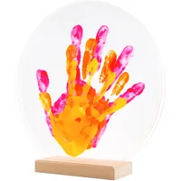 Familien Hand und Fußabdruck-Set – DIY Erinnerungsset mit 3 Plexiglasplatten – Geburtsgeschenk für Baby und Familie – Kreativset – Geschenk zur Geburt, Erinnerungen – ungiftige Acrylfarbe für Babyhaut