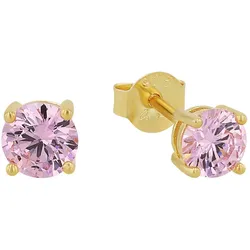 Paar Ohrstecker AMOR "Trachtenschmuck, Volksfest, 2039220, 2039221", pink (gelbgoldfarben, pink, pink), Ohrringe, Damen, Silber 925 (Sterlingsilber), mit Zirkonia (synth.)