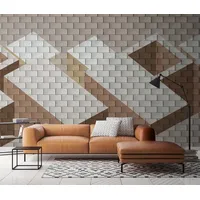 A.S. Création Vliestapete Geometrische 3D-Tapete Beige Braun Weiß Backstein, strukturiert, matt, (1 St) grau
