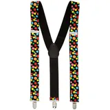 WIDMANN 7992D - Hosenträger bunte Punkte, Clown, Showgirl, Showmen, 70er Jahre Accessoire, Disco Fever, Motto-Party, Karneval (Packung mit 4)