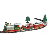 Spetebo Weihnachtszug mit Musik und Beleuchtung - 22-teilig - Deko Zug mit Lokomotive, Waggons und Schienen