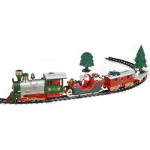 Spetebo Weihnachtszug mit Musik und Beleuchtung - 22-teilig - Deko Zug mit Lokomotive, Waggons und Schienen