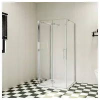 duschspa Komplettdusche 195cm ESG Nano Glas Falttür Scharniertür Duschtür U-Form Duschkabine, BxT: 120x90 cm, Einscheibensicherheitsglas, Sicherheitsglas, Sez, ebenerdiger Einbau möglich 120 cm x 90 cm