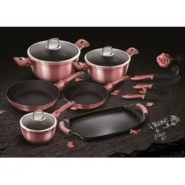 Berlinger Haus Irose Topf-Set 9-tlg. 3 x Kochtopf + 2 x Bratpfanne + 3 x Küchenutensilien + Grillplatte