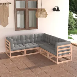 vidaXL Garten-Lounge-Set 5-tlg. grau