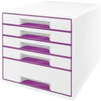 Leitz Schubladenbox Wow Cube 5 Schubladen PS perlweiß/violett Packung