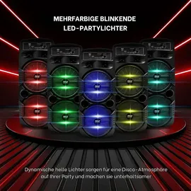 Pyle Audio Pyle Bluetooth Lautsprecher - PA Anlage, Karaoke Maschine, Musikbox Groß, Partybox, Dual 8” Subwoofer, Tragbare Musikboxen 600W mit wiederauflad...