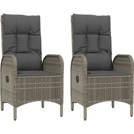 vidaXL 3-tlg. Garten-Essgruppe mit Kissen Schwarz und Grau Poly Rattan