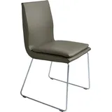 Esszimmerstuhl K+W KOMFORT & WOHNEN "Creso Lederstuhl", beige (zypresse), B:50cm H:88cm T:55cm, Bronco: Nappaleder pigmentiert, Dickleder, 1, 3/1, 5mm, mit rustikal gekörnten Narbenbild, Stühle, Esszimmerstuhl, mit Sitzkissen und Rundrohrkufe in Edelstahloptik gebürstet
