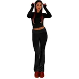 Godoboo Damen Sportanzug Jogginganzug 2 Stück Damen Trainingsanzug Mode Damen Sport Hoodie Casual Hausanzug Zweiteiler Hosenanzug Trainingsanzüge für Damen Set Lange Ärmel Top + Lange Hose - M