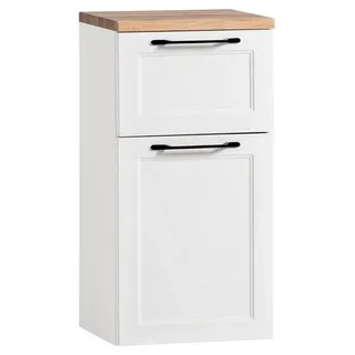 Held Unterschrank MERAN, Weiß matt Wotaneiche Dekor - B 40 cm - 1 Tür - 1 Schublade