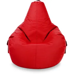 Green Bean© 2er Set Sitzsack + Hocker "Cozy+Cube" - fertig befüllt - Bean Bag Bodenkissen Lounge Sitzhocker Gamingstuhl Pouf - Rot