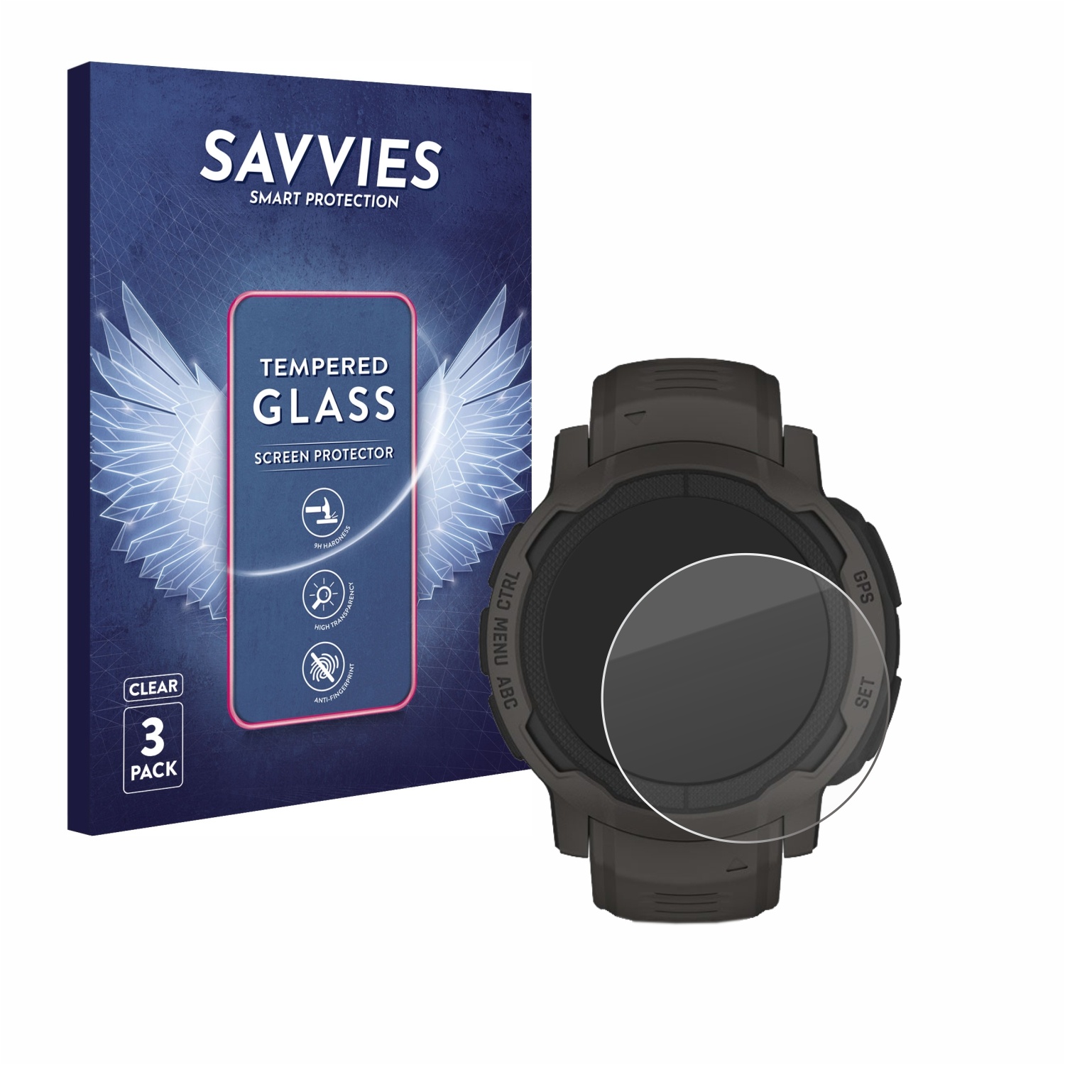 3x Savvies HD33 Clear Panzerglas für Garmin Instinct 2