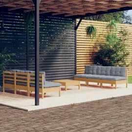 vidaXL Garten-Lounge-Set 7-tlg. grau Kiefernholz